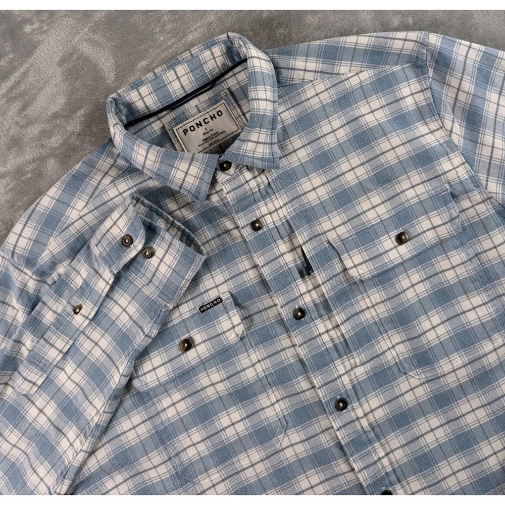Poncho Shirt Mens Large Plaid Flannel Slim Fit Performance Outdoors Fishing